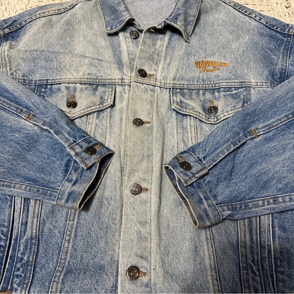 Hawaiian Tropic VINTAGE Denim Jacket Embossed Adult Sz Medium Employee Promo - Picture 5 of 8